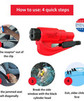 2 In 1 Emergency Car Escape Tool Keychain Hammer With Seatbelt Cutter And Window Breaker, Compact Red Lifesaver for quick escape