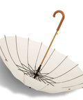 Wooden J Handle 40 Inch Golf Umbrella Windproof All Weather Auto Open 16 Rib Arc Vintage Cane Umbrella Classic Stick Wedding Cane White For Men And Women