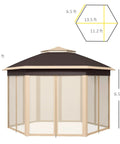 Easy Up 13 By 13 Pop Up Gazebo With Zippered Mesh Sides, Sturdy Steel Frame, ideal for patios and events. Beige shade shelter.