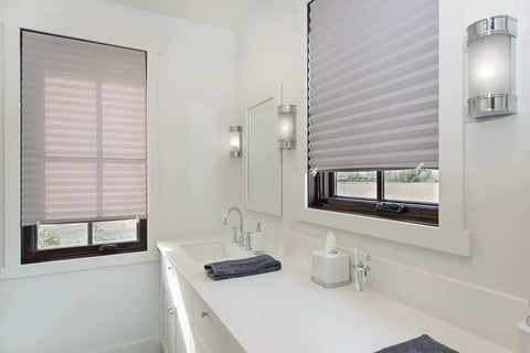 Bathroom windows with Cordless Room Darkening Pleated Paper Shade Gray 36x72 Inches Pack Of 6 No Tools Needed, Blocks Light, UV Protection