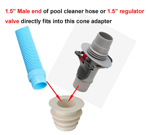 2 Inch Skimmer Cone Adapter Cuff For In Ground Pools Fits 2 Inch Suction Port Only Connects Automatic Pool Cleaner Or Vacuum Hose