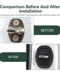 Comparison image showcasing Top Shelf Soft Silicone Door Latch Covers 4 Pack Fits Cars Trucks Suv before and after installation.