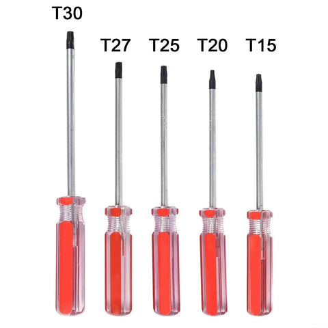 Top Tier 5 Pc Torx Screwdriver Set T15 To T30 Star Bit Kit With Deep Reach Handle Perfect For Impact Driver Usage Electronics Repair and Furniture Build Jobs Made From Tough Chrome Vanadium Steel, five drivers