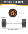4 Pack 1/64 Wheel And Tire Set With Real Riders Rims And Axles For RC Diecast Cars, bronze finish, dimensions labeled in image.