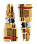 Snazzy 5-Pack Gas Diffuser Fit For Miller MDX Mig Welding Guns, brass gas diffusers with red O-rings and precision holes.