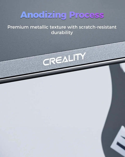 Close-up of Rock Solid CFS Workstand For 3D Printing With Dual Layer Pull Out Design showcasing anodized finish and metallic texture.