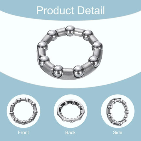 Bicycle Crank Ball Bearing Set One Fifth Inch 6mm Ball Size With Nine Balls Per Bearing Two Pack For Mountain Bike Bottom Bracket Replacement Wheel And Frame Repair Outer 38mm Inner 24mm Ball 8mm front back side view