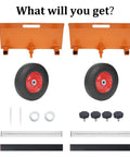 Components of Orange Beefy Heavy Duty Panel Dolly 1100 Lbs Capacity With 10 Inch Solid Wheels Door Cart For Drywall Panels And Material Handling