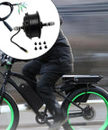Electric Bike Hub Motor 36V 250W And 48V 350W Brushless Rear Wheel Drive with 9-pin connector and accessories shown on e-bike
