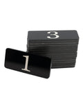 Plastic Rectangle Numbered Stickers 1 To 50 Black Waterproof Self Adhesive Backing in stack with number 1 visible