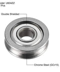 Close-up of 12 Pack U604ZZ Deep U Groove Ball Bearing Set 4x13x4mm Double Shielded Chrome Steel GCr15 for hobbyists and DIYers.