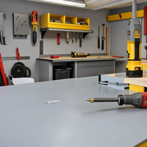 Workbench scene with tools from 80 Piece Aluminum Dent Puller Kit For Auto Body Repair 4mm Rivet Nuts Precision Dent Removal Tool