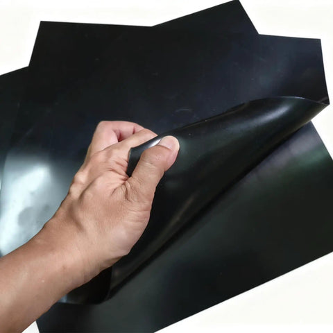Neoprene Rubber Sheet For Gaskets And Weather Stripping Pipe Sealing Pads And Buffers DIY Crafts Floor And Surface Protection Oil And Water Resistant Gasket Material Flexible Durable Sheet, 12x11 in black sheet held by hand