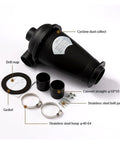 Power Up Your Vacuum With This Cyclone Filter For Industrial And Home Use, Dust Separator With Black B Adapters shown with parts