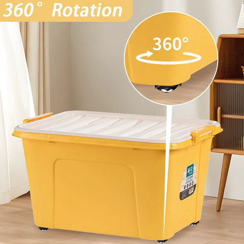 1 Inch Self Adhesive Caster Wheels With Low Profile 360 Degree Swivel Stainless Steel Rollers For Furniture on yellow storage bin