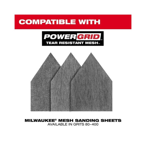 Milwaukee mesh sanding sheets compatible with 12 Volt Brushless Cordless Orbital Detail Sander Featuring Variable Speed Trigger And Integrated Led Light For No Sweat Sanding On Tight Edges Lightweight Powerhouse.