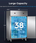 Heavy Duty Commercial Fridge And Freezer Combo With 48 Inch Width And 38 Cubic Feet showing large capacity and dual temperature zones.