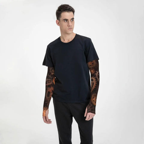 Steampunk Mechanical Gears Cooling Arm Sleeves Crafted From Sweet Ice Silk Fabric Offers Top Grade UV Defense And Super Stretch Compression To Help You Crush Outdoor Grind While Keeping Upper Arms Fresh And Totally Fly All Summer Long