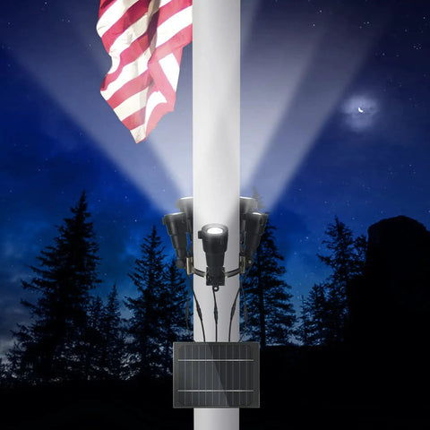 Lit 1000 Lumen Solar Flag Pole Light 5 In 1 Outdoor LED Dusk To Dawn Waterproof Fits 2 To 6 Inch Flag Pole Wide Coverage Easy Install