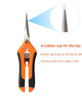 Close-up of 4 Pack Pruning Shears 6.5 Inch Garden Scissors with Sharp Stainless Steel Blades, orange ergonomic handles, and rubber tip cap