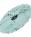 Explosion Proof Round Tabletop Rotating Serving Tray 360 Degree Turntable With Heavy Duty Glass Surface, marble finish, angled view