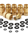 Solid Brass Garden Hose Quick Connect Set with Three Quarter Inch Thread Fittings Leakproof Male and Female Adapters, 6 pack.