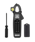 Back view of Pro Grade 1mA Resolution DC Clamp Meter True RMS Digital Multimeter with screwdriver and cover
