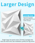 Image comparing Diamond 3D PVC Wall Panels White 19.7" to smaller panel; shows coverage and texture details.