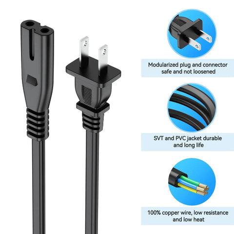 5 Foot UL Certified AC Power Cord Replacement For Scancut Dx Sdx325 Sdx330 Cutting Machine, heavy duty black plug and play cable.