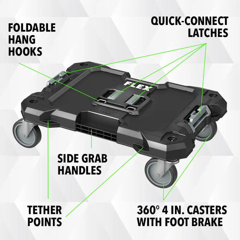 Stackable Tool Storage Dolly System With Quick Connect Latches, 250 Pound Load Capacity, 360 Degree Four Inch Polyamide Casters
