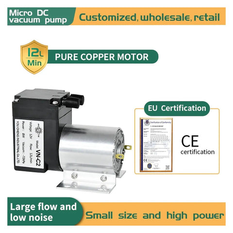 Heavy Duty 12V And 24V VN-C2 Electric Diaphragm Vacuum Pump Engineered For Strong Negative Pressure And Reliable Peristaltic Fluid Transfer In Industrial Applications