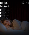 Woman sleeping in a dark room with Burgundy Red Blackout Curtains 96 Inch Long 2 Panels Rod Pocket Window Drapes Darkening Thermal Insulated Light Blocking For Bedroom And Living Room W52 X L96.
