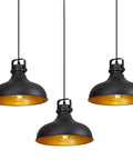 Three-pack Black Farmhouse Pendant Lights Matte Finish Industrial Vintage Dome Hanging Light Fixtures for Kitchen Island
