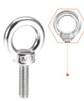 Stainless Steel Loop Bolts Set M10x30mm With Hex Nuts Flat Washers And Spring Washers Shoulder Eye Bolts For Hangin And Fastenin Long Thread 8 Piece Kit With Lock Nuts close-up