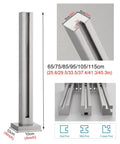 Built Different Stainless Steel Glass Railing Posts With Square Tube Design And Adjustable Heights For Indoor Hallways Outdoor Decks Pool Areas And Stairs Featuring A Rust Proof Brushed Finish, 65-115cm tall.