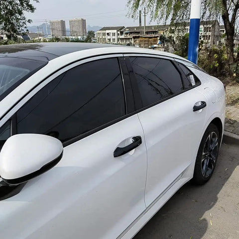 Glossy Black Exterior Door Handle Cover Trim For Kia K5 2020 2021 2022 2023 2024 2025 With Smart Keyhole Easy Install ABS Plastic on white car