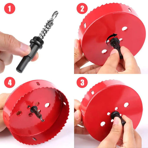2 Inch Bi Metal Hole Saw Heavy Duty Workhorse Drill Bit For Wood Plastic Drywall showing assembly with precision pilot shaft.