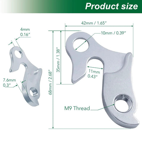 Universal Bike Derailleur Hanger Frame Gear Tail Hook for Mountain Road BMX and Folding Bikes Durable Aluminum Alloy Construction size chart