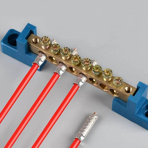 50 Pieces AWG 1/0 Wire Ferrules Kit With Tinned Copper Crimp Connectors installed in electrical panel