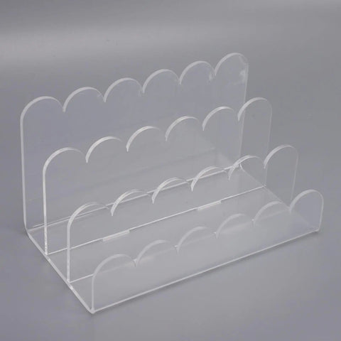 Acrylic Mail Sorter 3 Slot Desktop Letter Holder Clear Document Tray With Wavy Design Space Saving Office Organizer