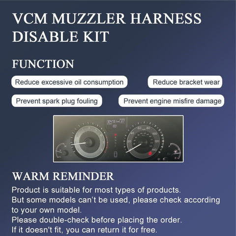 VCM Muzzler Harness Disable Kit functions and dashboard image for Muzzler Tuner For Honda Odyssey Pilot Accord Ridgeline And Acura 3.5L V6 With 30Cm Harness Plug And Play Adjustable Dial For Stable Vehicle Control Disable And Enhanced Engine Performance