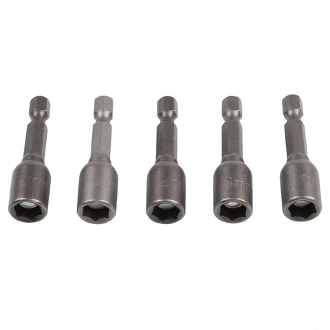 Fabulett Metric Nut Socket Set With 1/4 Inch Hex Shank Adapter For Impact Rated Drills And Screwdrivers Featuring Quick Release Chrome Vanadium Steel Drivers In 5 Pc Variety Including 8 Mm Head Size, 8 mm sockets
