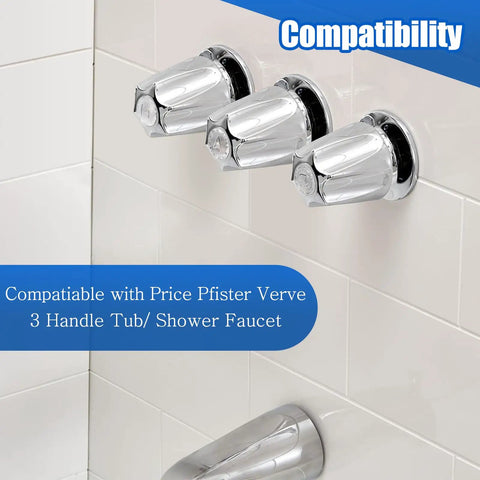 3 Piece Metal Shower Knob Replacement For Pfister Verve Tub And Shower Faucet Handle Remodel Kit Polished Chrome