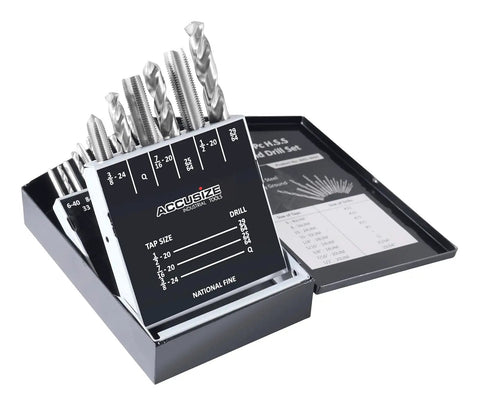 18 Piece HSS UNF Tap And Drill Set With Fully Ground Taps And Drills For Precision Threading Includes UNF Sizes Six Forty UNF To One Half Twenty UNF And Drill Bits Thirty Three Twenty Nine Twenty Five Twenty One I Q