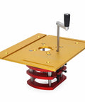 No Sweat Manual Router Lift Kit With Slick Gold Top Plate And Bullseye Crank Height Control System for woodworking