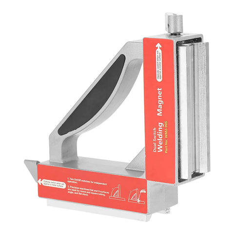 Heavy Duty Dual Switch 90 Degree Welding Magnet Fixture Holds Workpieces Tight For Precise Right Angle Jigging Tasks With Easy Release Control side view