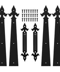 Six Piece Set Garage Door Handle Hinges And Decorative Hardware Kit For Barn Doors Built Tough With Heavy Duty Steel And Silent Hydraulic Buffer For Smooth Soft Close And No Fuss Easy Install - black handles, hinges, screws