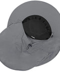 Sun Hat With Neck Flap And Detachable Face Cover, Wide Brim UPF 50 Plus Fishing Hat for Men and Women, dark gray color shown flat.