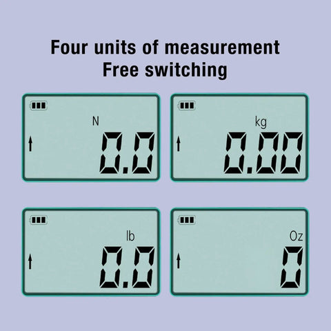 Pro Grade Digital Force Gauge Push Pull Dynamometer For Tension And Pressure Testing, 2N Range, 0.2kg/0.45lb Load Tester, Handy Thrust Meter For Auto Parts, Electronics, And Industrial Use, four unit display
