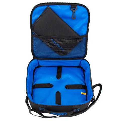 Open Heavily Padded Regulator Bag For Scuba Gear With Interior Hook And Loop Straps And Reinforced D Rings In Blue